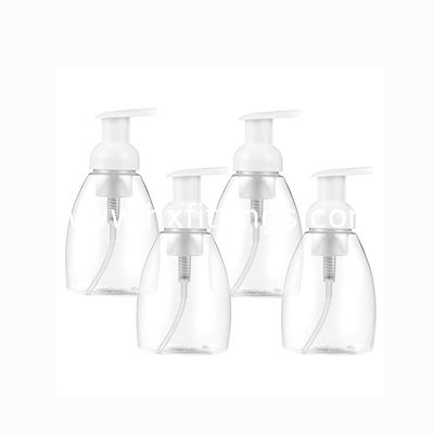 300 ml owalne, przejrzyste plastikowe butelki z pompą do mydła z białymi plastikowymi wierzchołkami dostawca